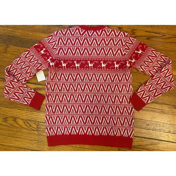 NWT 33 Degrees Mens Ugly Christmas Sweater Llama Men’s Medium $64 Red White - Picture 3 of 10